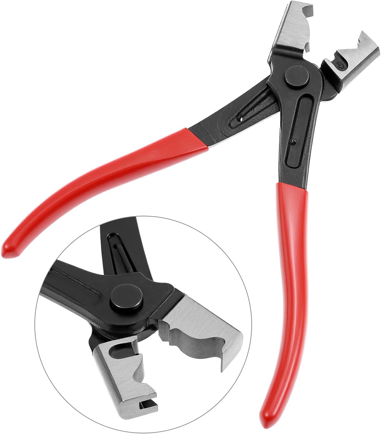 QWORK Electrical Disconnect Pliers Set - 8" Fuel Line Petrol Clip, Automotive Tools Electrical Connector Tool & Safety Wire Pliers, for Push Tab Style Plugs