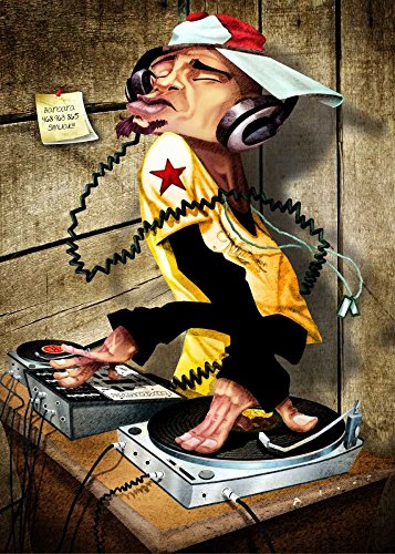 AFFICHE sur TOILE ENCADRÉ portrait moderne Dj amour A. Alvez tableau châssis 110x79cm
