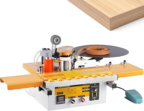 Edge Banding Machine, Portable Automatic Bander with Intelligent Heating, Double-Sided Gluing, and Automatic Tape Breaking for Furniture Making and Carpentry