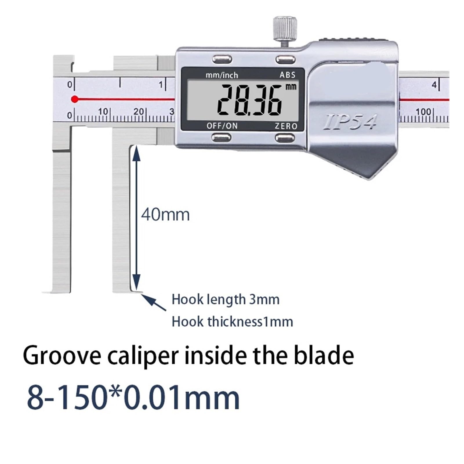Calibradores digitales, Calibre Vernier electrónico con ranura interior de hoja alta precisión diámetro apertura del orificio(8-150mm)