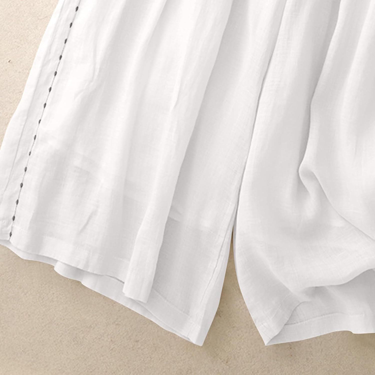 Women's Cotton Linen Pants Casual Wide Leg Pants Loose Baggy Drawstring High Waist Palazzo Trousers with Pockets