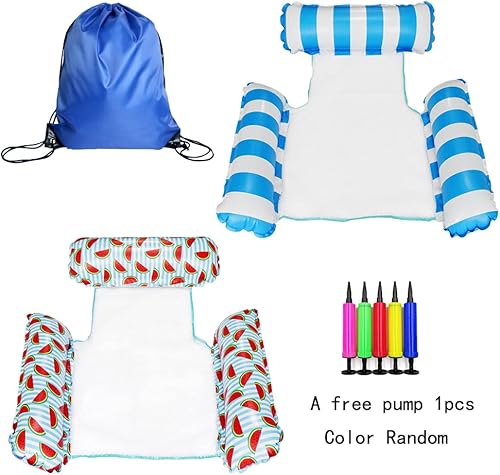 Miniatura 9 de Paquete de 2 tumbonas de agua para piscina, flotador inflable para piscina, multiusos, hamaca de piscina y hamaca de agua flotadores para adultos