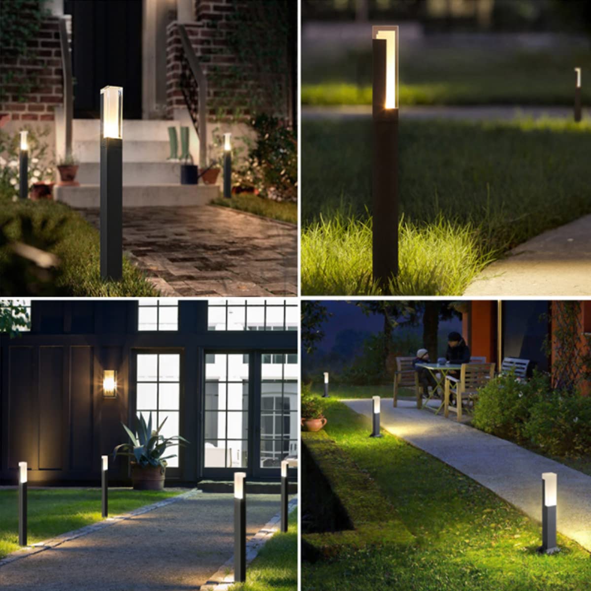 2 Stück LED Wegeleuchten Außen,6W 40CM Pollerleuchte Außen | Kaltweiß 6000K IP65 Wasserdicht Gartenbeleuchtung für Rasen Terrasse Weg Garage,Schwarz 110-240V