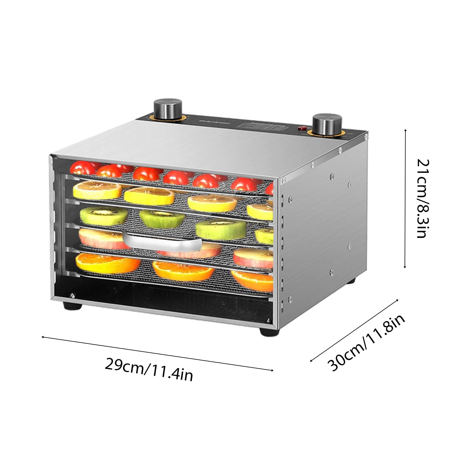 Disidratatore per Alimenti e Carne secca con timer 24 ore 8 Rastrelliere per l'essiccazione 450 W 30-90 ℃ Disidratatore per frutta e verdura Controllo della temperatura regolabile (Spina UE a 5