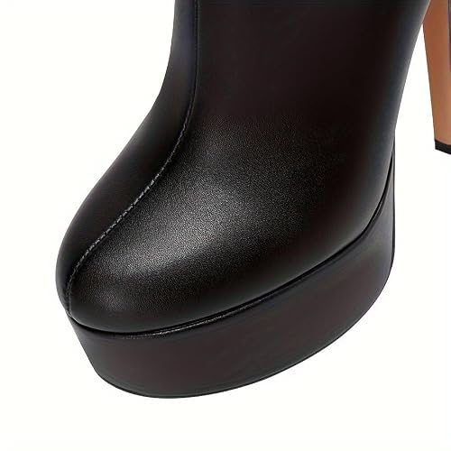 Feinlina Bottes hautes en cuir noir pour femme - Talon pointu sexy, Noir, 42 EU – vue 6
