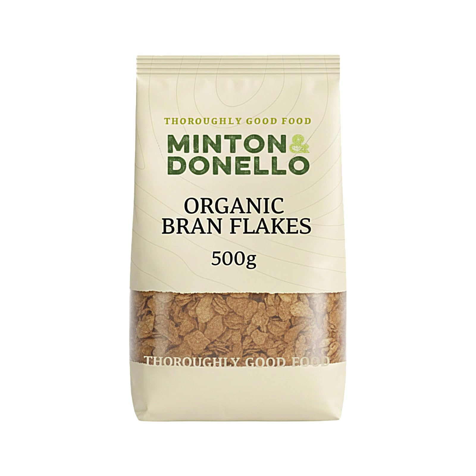 Minton & Donello - Organic Bran Flakes, Fibre-Rich, Perfect for a Nutritious Breakfast, 500g