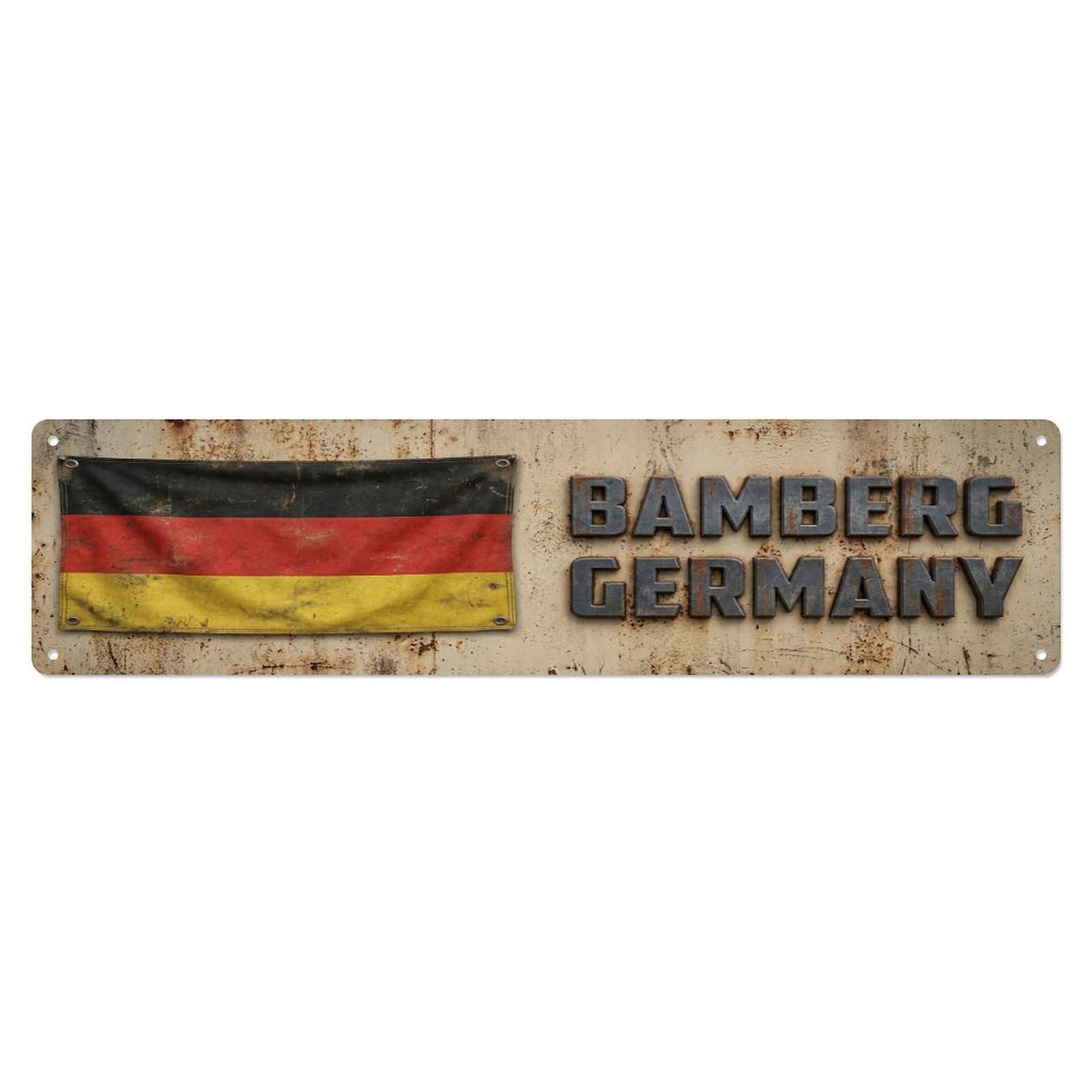 Vintage Bamberg Germany Flag Decor Rustic Travel Metal Tin Sign