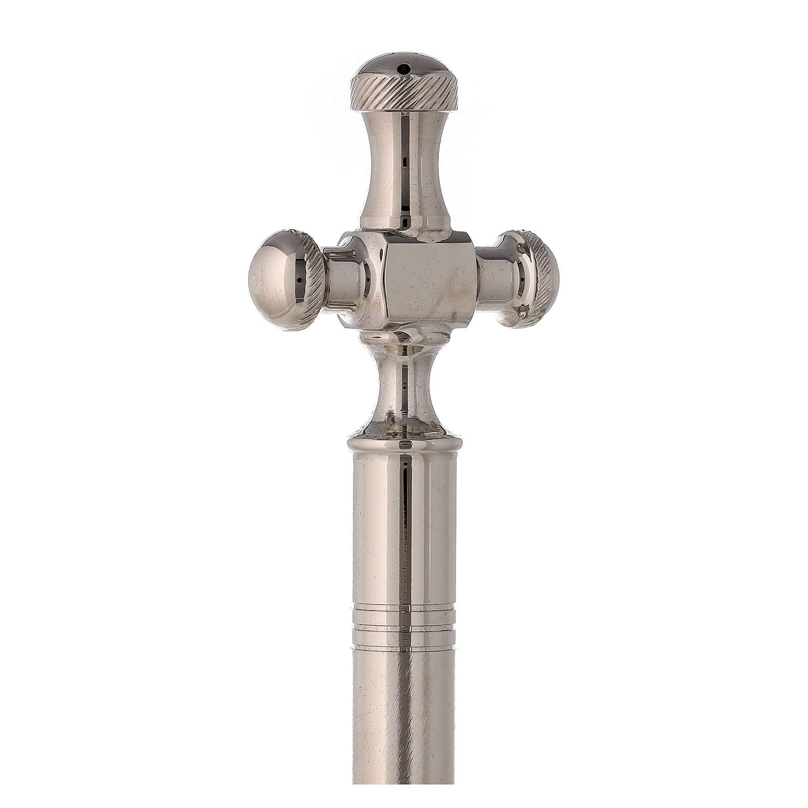 Holyart Accessori per Benedizione: Aspersorio Croce Ottone Argento 20 cm