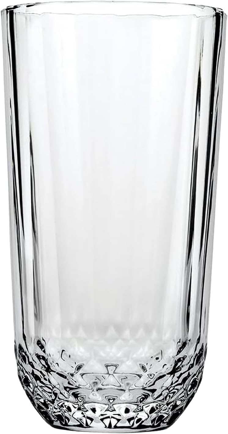 Highball Drinking Glasses Set of 12, 12 oz Crystal-Cut Water Glasses, Tall Clear Tumblers for Cocktails, Juice, Iced Tea, Mixed Drinks – Durable Dishwasher-Safe Glassware for Party, Home & Kitchen