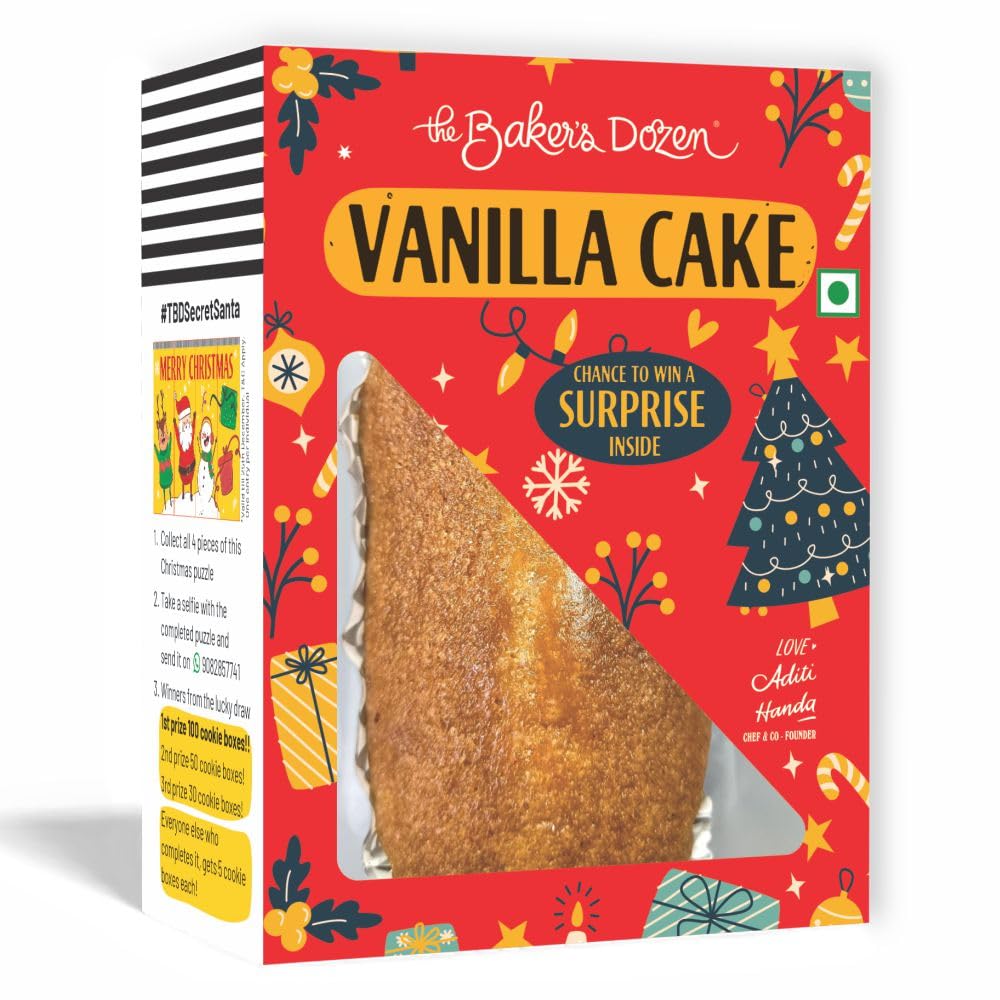 The Baker's Dozen Vanilla Cake | Zero Palm Oil | Zero Trans Fat | Made with Real Butter | Rich Buttery Taste | Eggless | Handcrafted with Love by Aditi Handa - Chef & Co-Founder | Pack of 1 x 150g