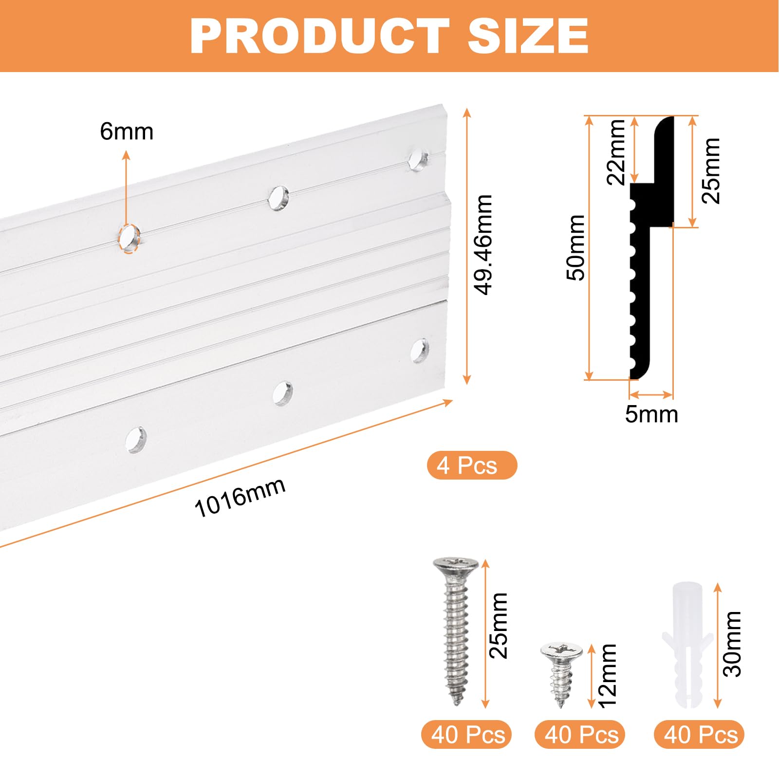 uxcell French Cleat Picture Hanger 40 Inch, 1 Set Aluminum Z Clip