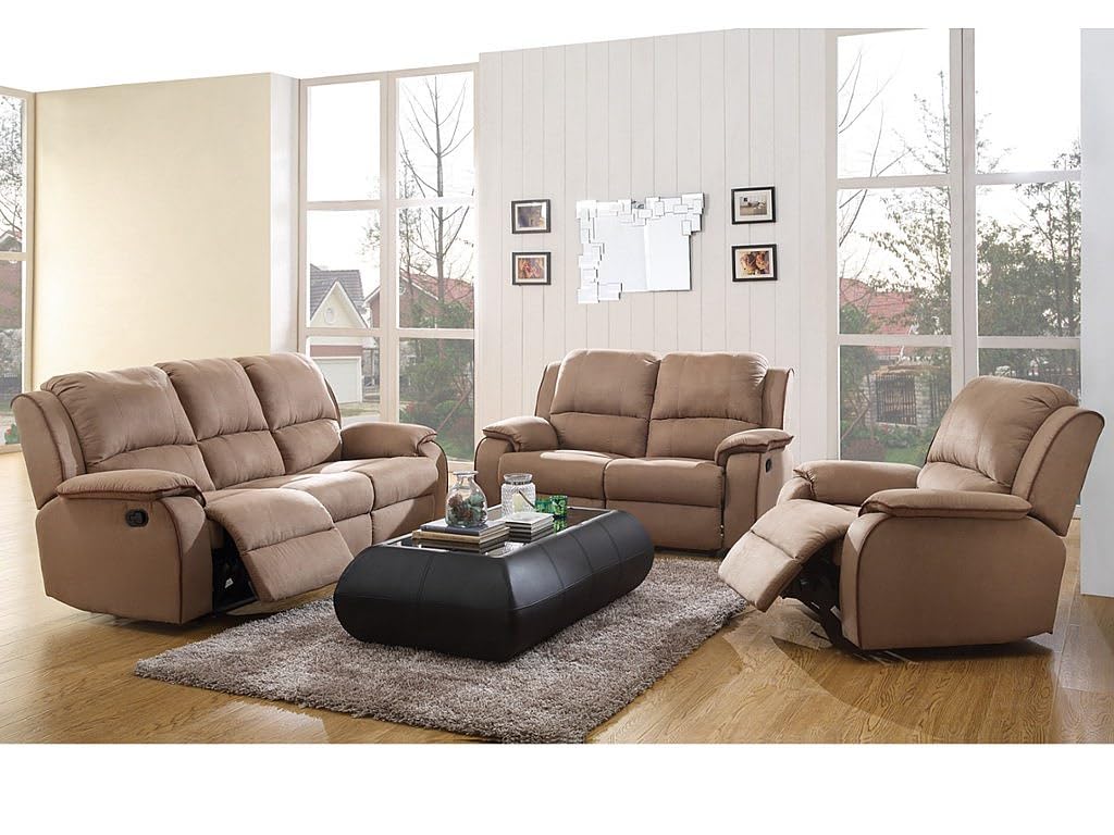 Vente-unique Couchgarnitur Relax 3+1 - Microfaser - Grau - Hernani