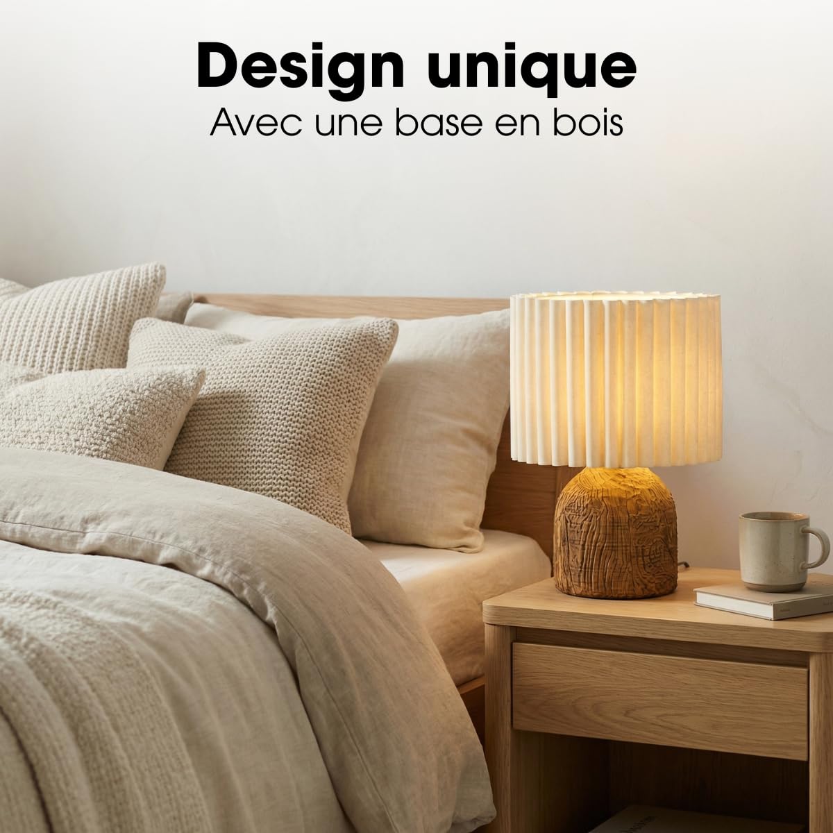 MICA Decorations Frey Lampe de Salon - Style Japandi - 33 x ⌀22 cm - Marron