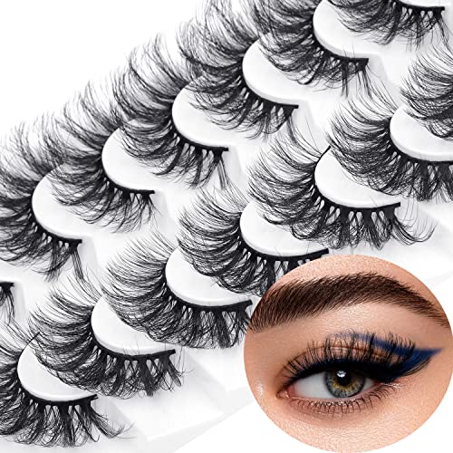 Fluffy Mink Lashes Wispy Faux Mink Eyelashes Fluffy 3D Fake Lashes Full Volume Curly Cat Eye Strip Lashes Pack by Kiromiro