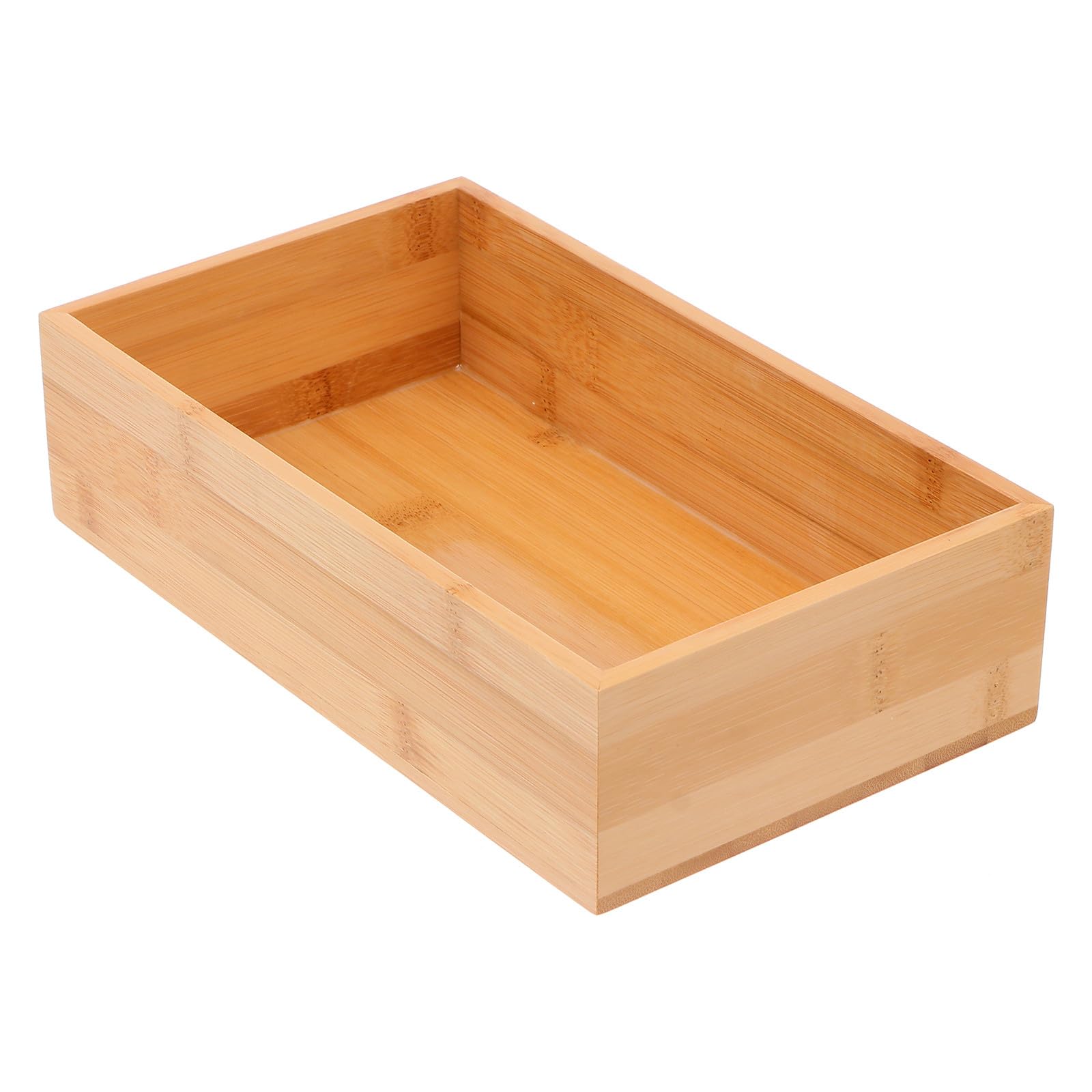 TOPPERFUN Bamboo Storage Box, Wooden Desk Organiser, 24 x 14 x 6 cm