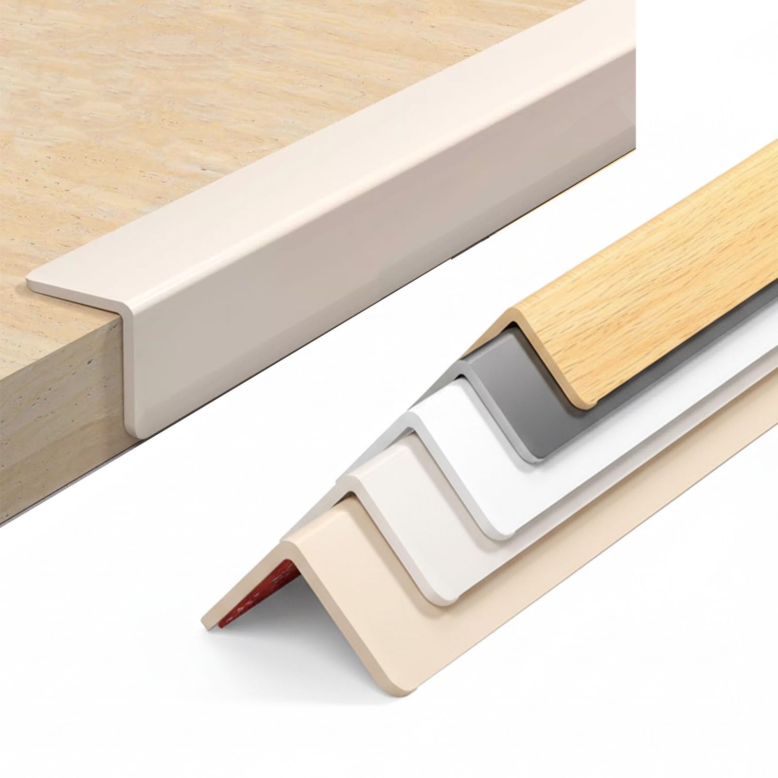 Protector de Esquinas de Pared PVC Autoadhesivo, Cantoneras de Pared 90 Grados, Perfil Angular Flexible para Protección de Esquinas de Muebles y Paredes(Creamy Beige,6m/236.2in)