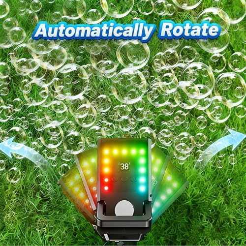 SHCKE Bubble Machine with Remote Control, Auto Rotation & 11 RGB Lights - 5