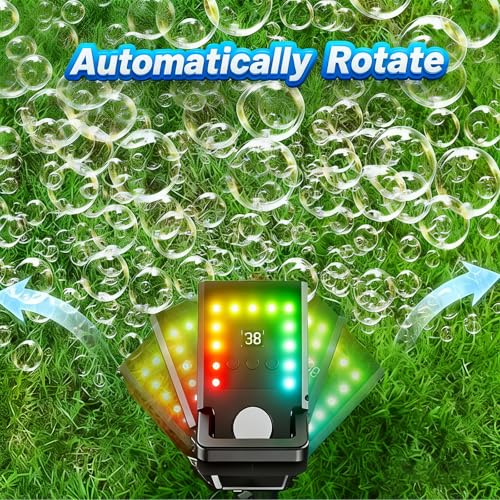 SHCKE Bubble Machine Remote Control,1800mAh Rechargeable Battery 100 Mins/USB-C Charging,Auto Rotation & 11 RGB Lights,Top-Fill Portable Bubble Maker for Outdoor Birthday Party Pool Wedding Camping — view 5
