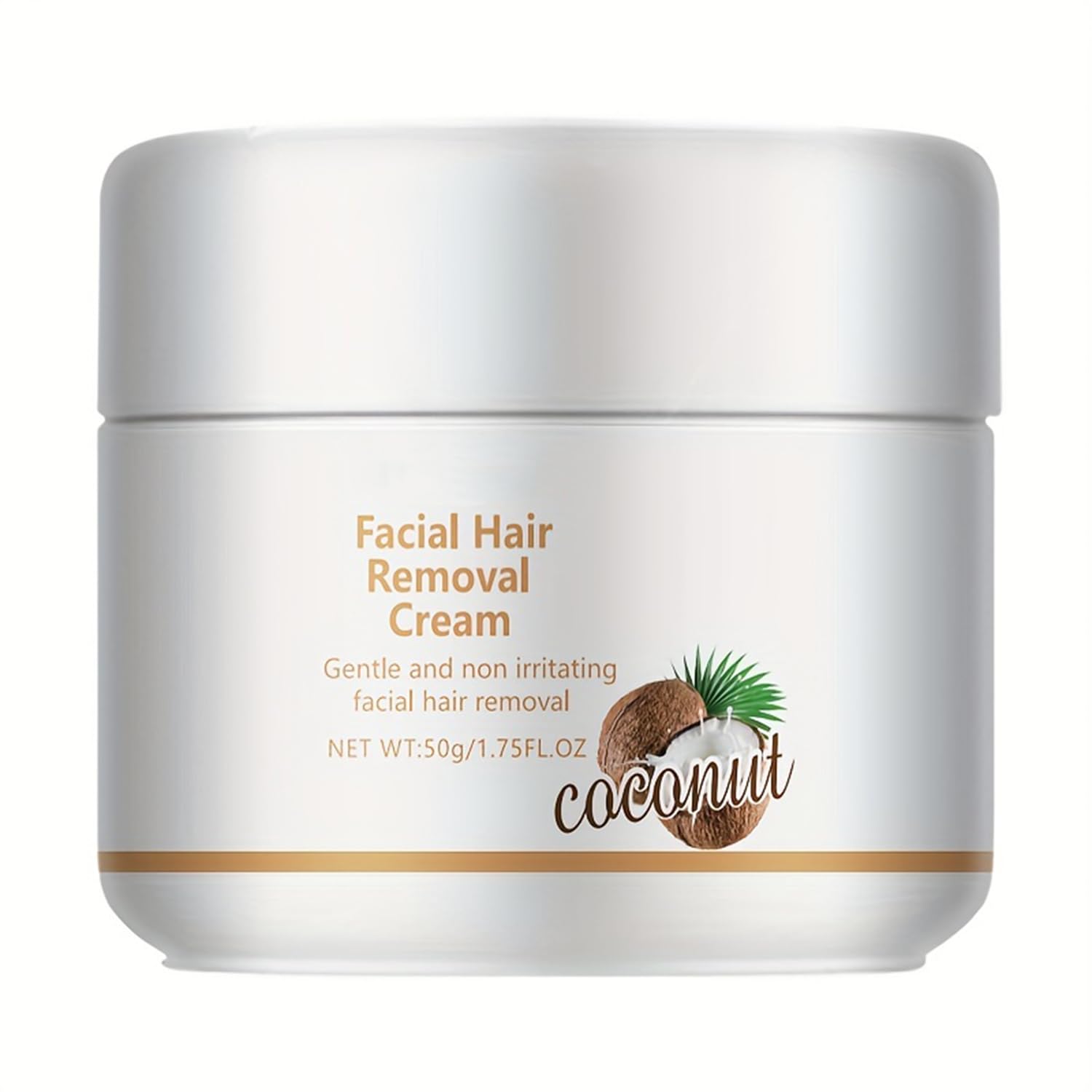 Facial Depilatory Cream, Coconut Hair Remover for Upper Lip and Chin for Women Face Hair Remover for Body Sensitive Skin 1.75fl.oz Hair Removal Cream Gentle and Non-Irritating