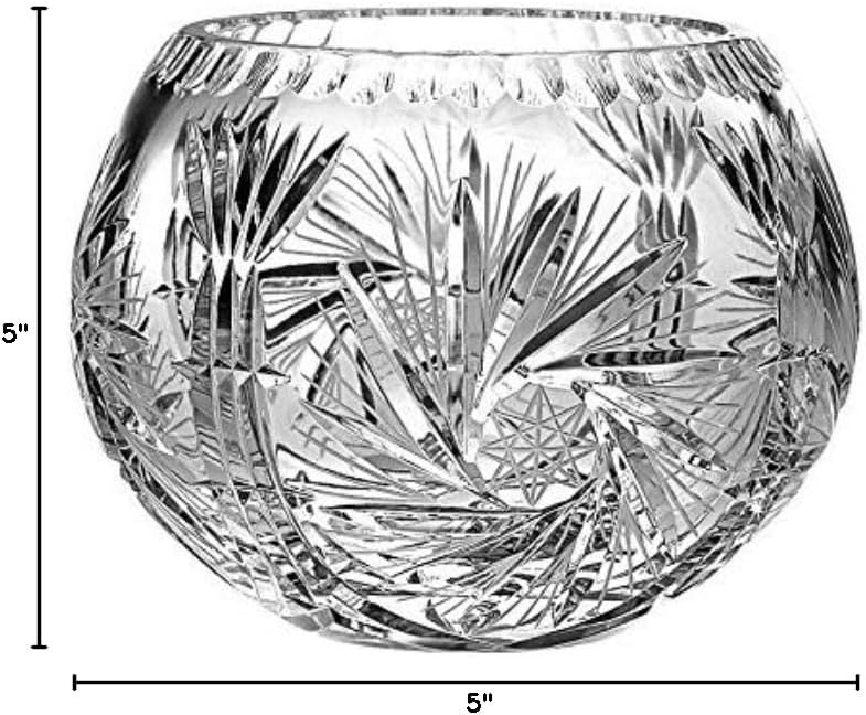 Barski European Hand Cut - Crystal Rose Bowl - Pinwheel Design 5" D