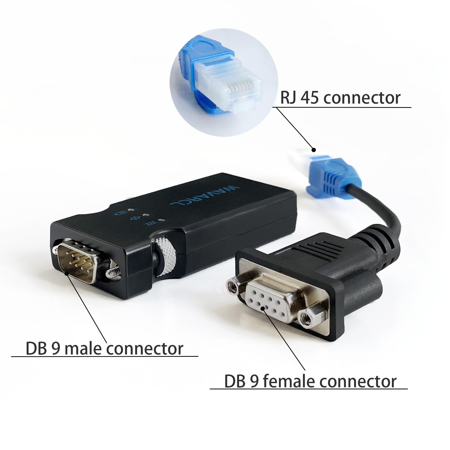 WAVARCL Adaptador Bluetooth serie RS232/RS-232 de largo alcance compatible con interfaz RJ45 de 9 pines, cable de consola compatible con Cisco, configuración inalámbrica de interruptores, enrutadores