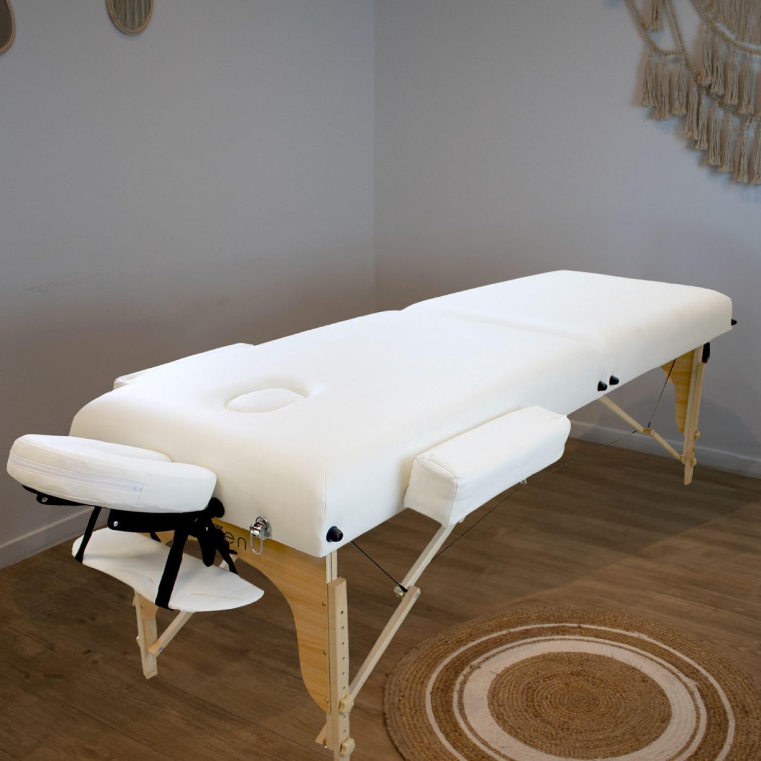 Vivezen - Table de Massage 15 cm Pliante 2 Zones en Bois avec Panneau Reiki + Accessoires et Housse de Transport - Plusieurs Coloris