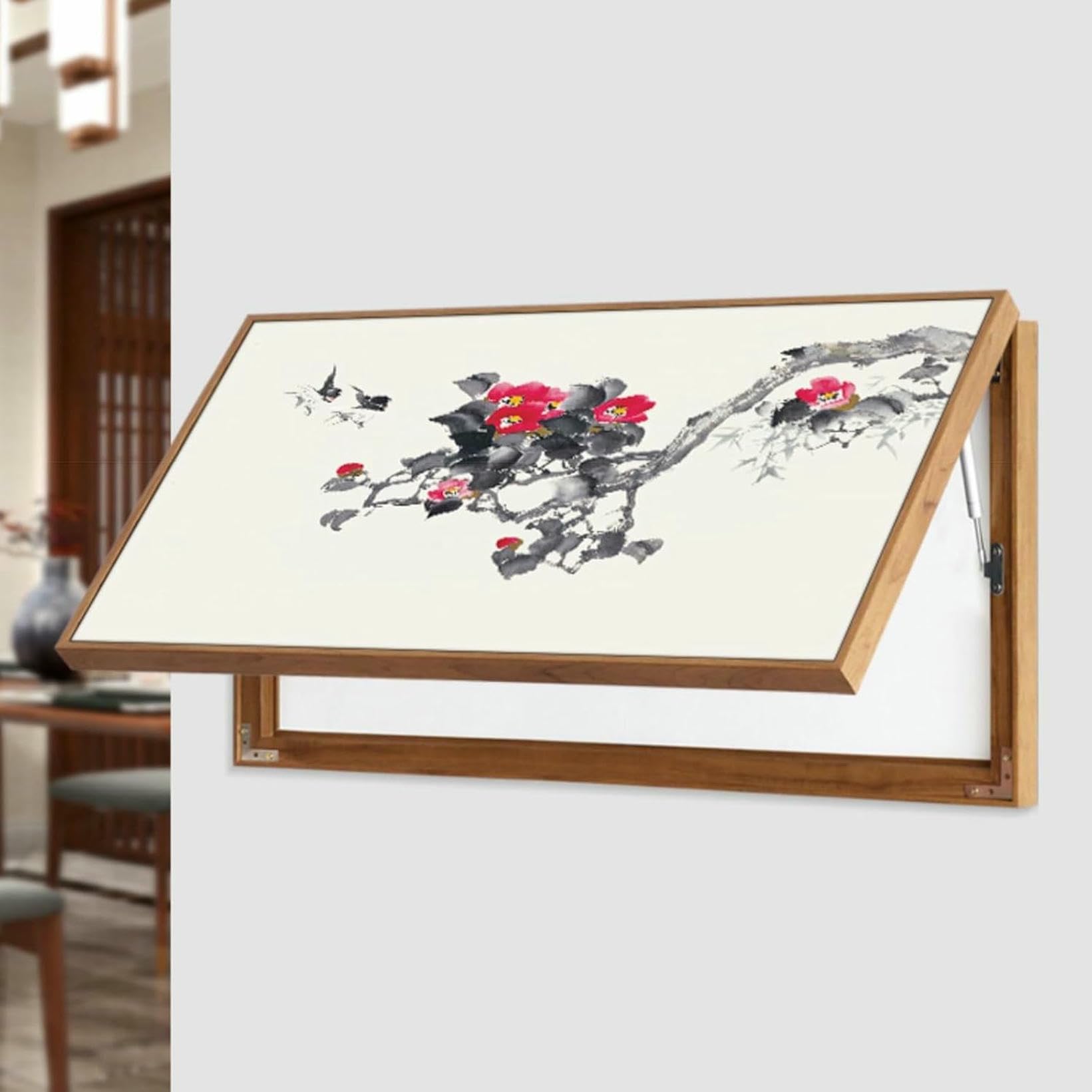 Ocultar caja de distribución eléctrica con tapa decorativa de diseño chino zen