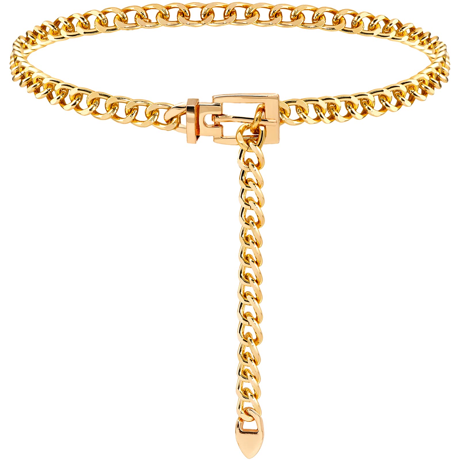 Chain Belt for Women Alloy Chunky Wasit Chain Adjustable Punk Link Belly Body Chain for Jeans Dresses