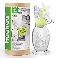 Vista 12 de Haakaa Extractor de leche de silicona con base de succión y tapón de flores, 100% silicona de grado alimenticio, sin BPA, PVC y ftalatos