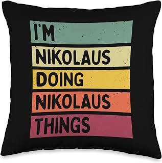 Personalized Gift Ideas Nikolaus Nikolaus Things Funny Custom Name Throw Pillow, 16x16, Multicolor