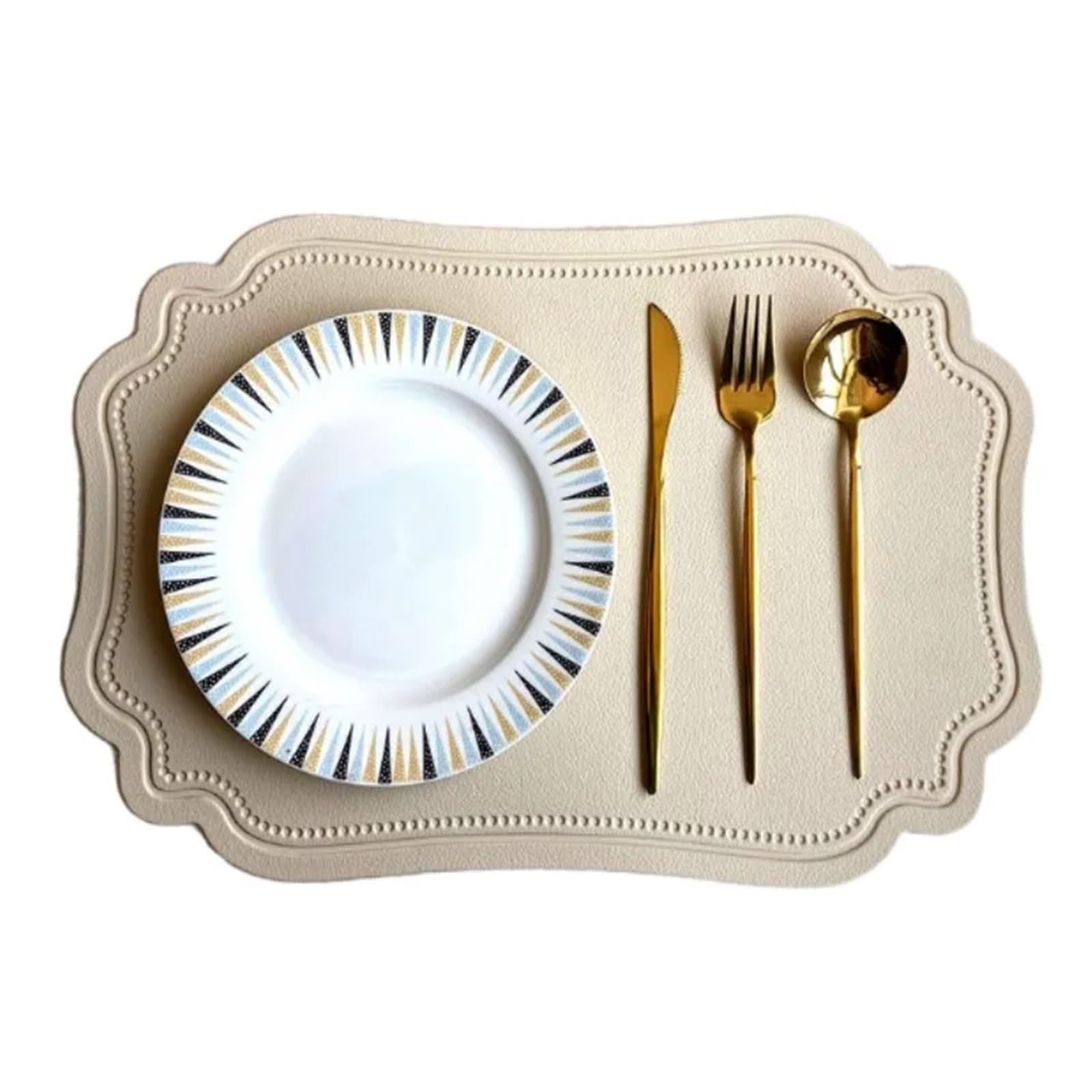 Manteles Individuales, Mantel de Mesa, Individual Impermeable, Antideslizante, Posavasos para Cocinas(Square Beige,30x45cm 10pcs)