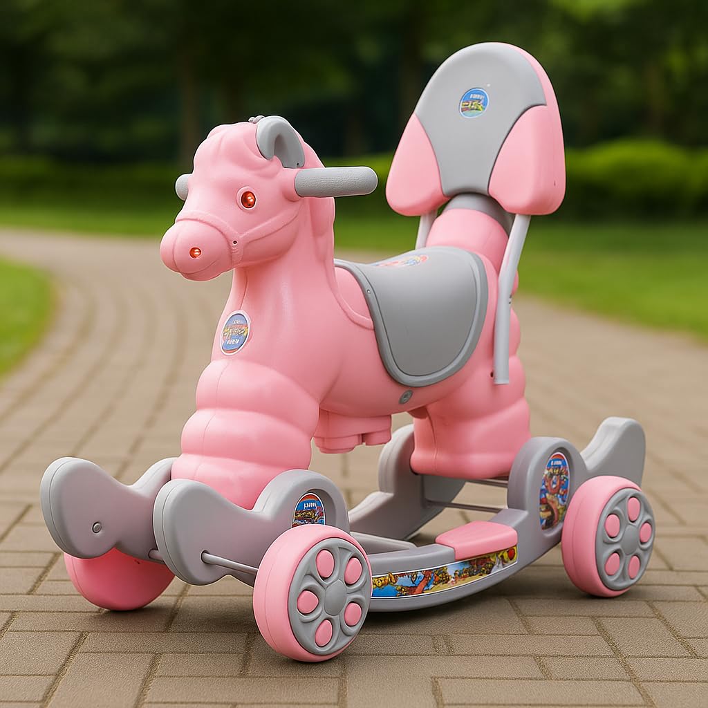 Fun Ride Musical Rocking Horse Ride On for Kids - Murphy Super 2-in-1 Horse Rocker and Ride On Toy with Backrest - Ideal Age - 1 Y to 3 Ys, Weight Supported - Upto 25 KG, Pink-image-27