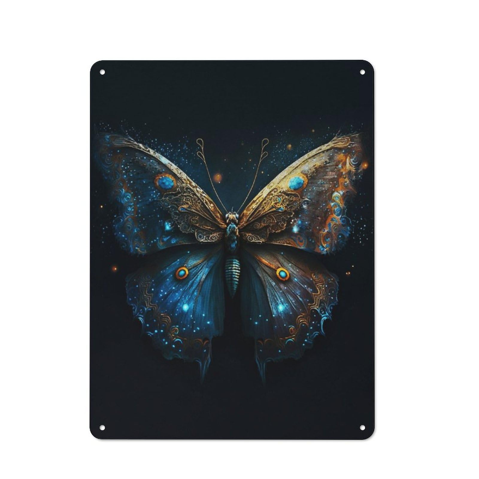 Junmoney Ancient Butterfly Rustic Metal Sign 40X30cm For Hallway Wall, For Collectors Of Rustic Metal Wall Decor