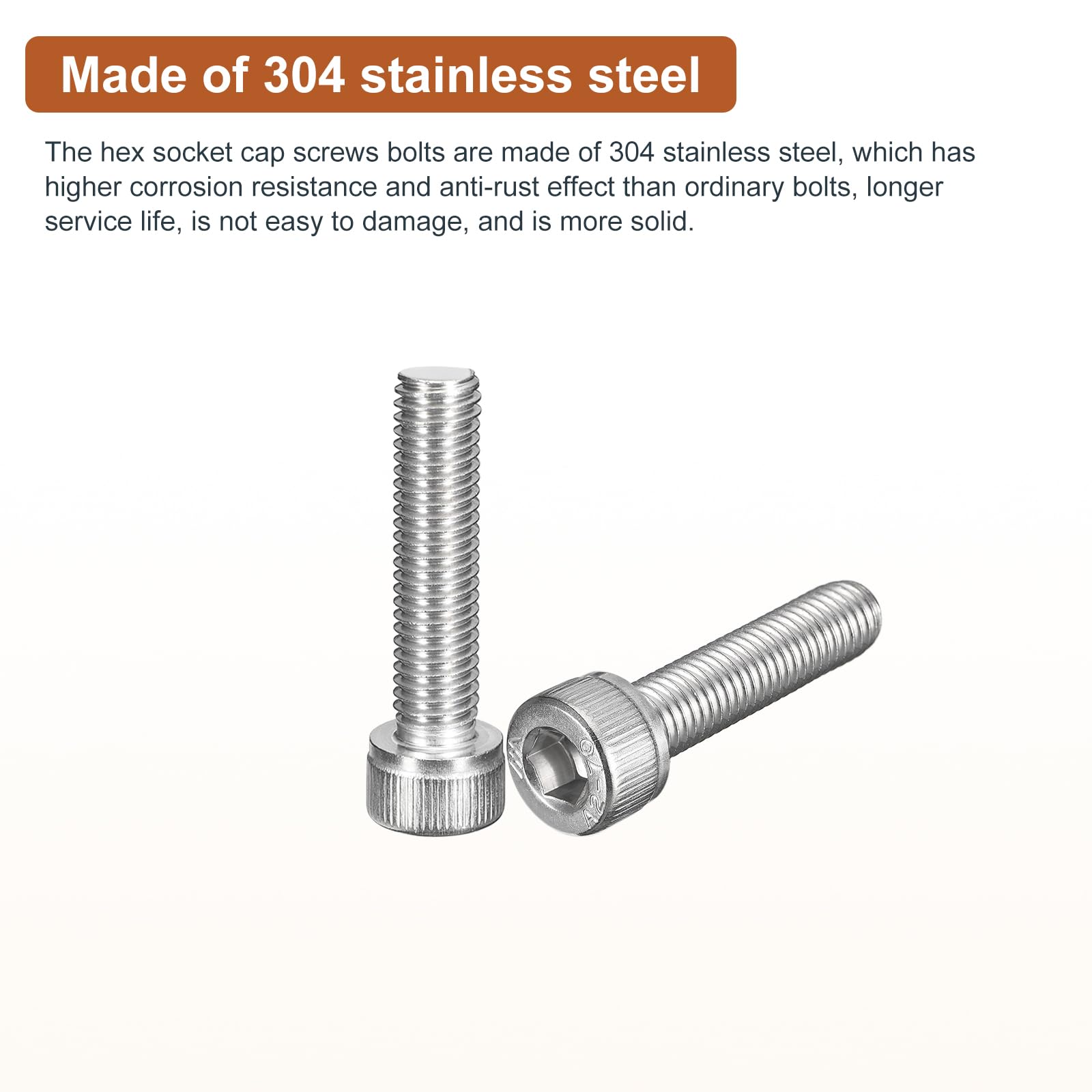 DTGN M8x35mm Socket Head Cap Screws Bolts, 20Pcs 304 Stainless Steel 18-8, Metric Machine Hex Socket Screw, Hex Drive - Image 3
