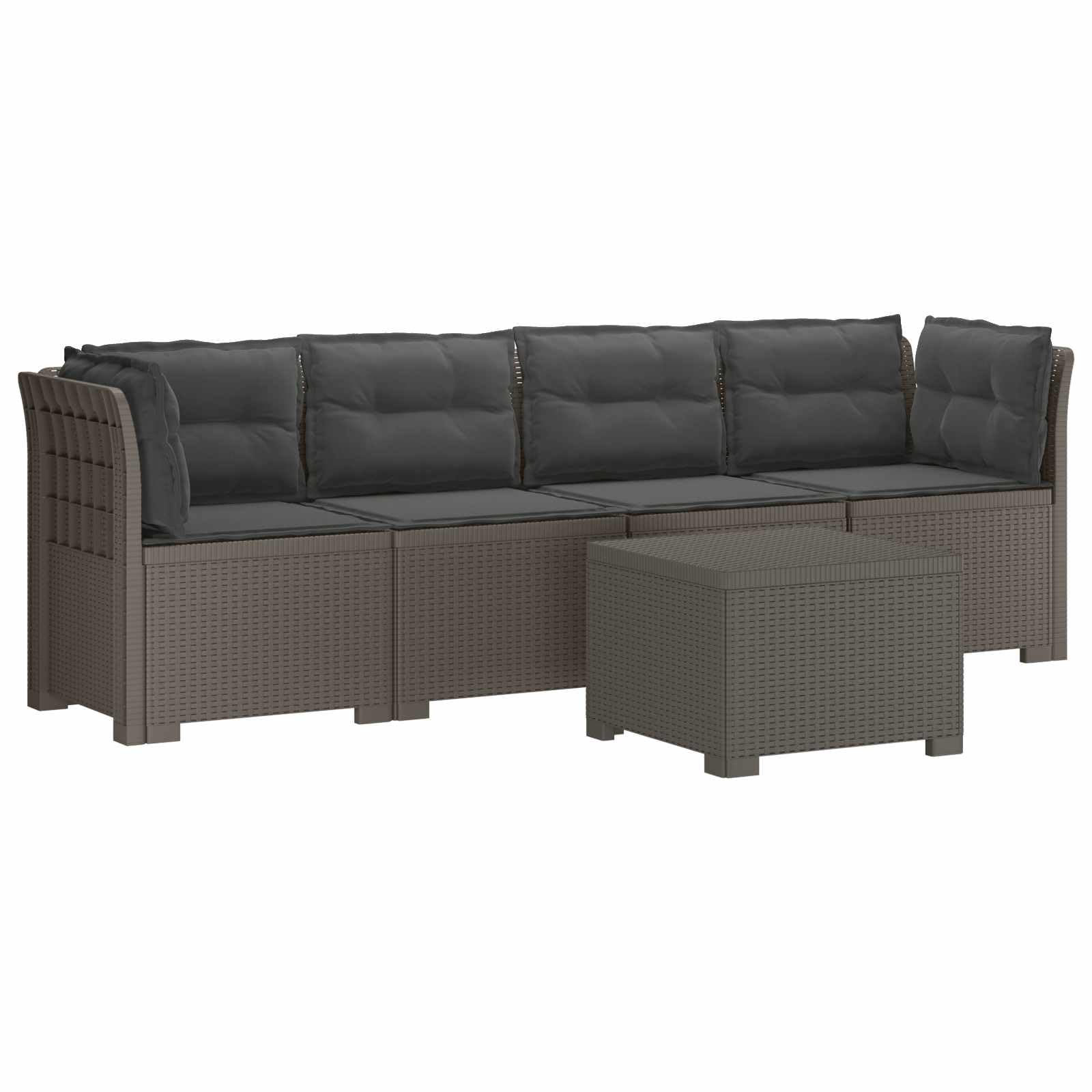 Set panca da giardino a 4 posti con cuscini da tavolo grigio chiaro