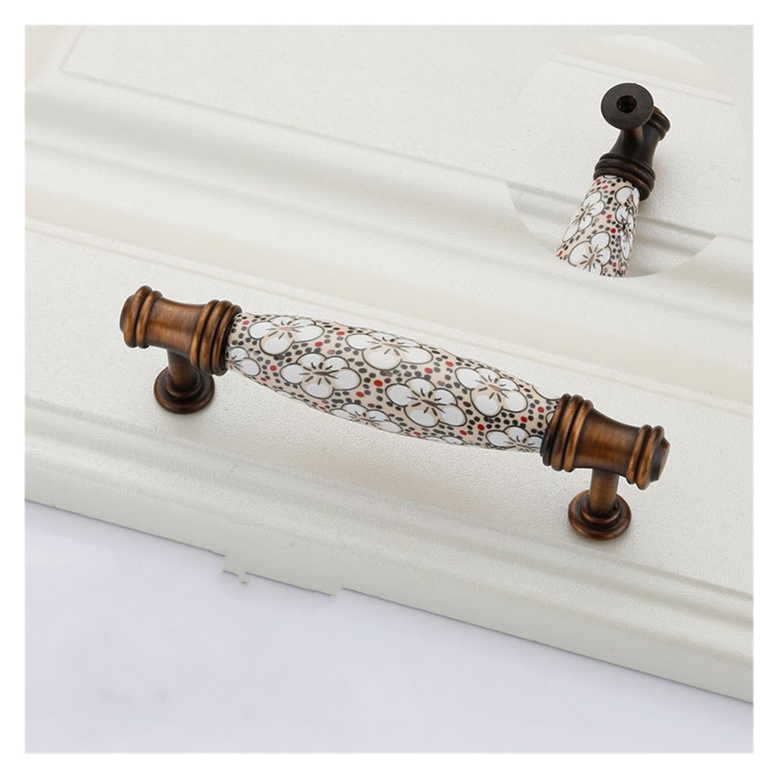 Generico Pomelli decorativi per cassetti in ceramica a forma di fiore, 10 pezzi, per guardaroba e mobili(Style 2)