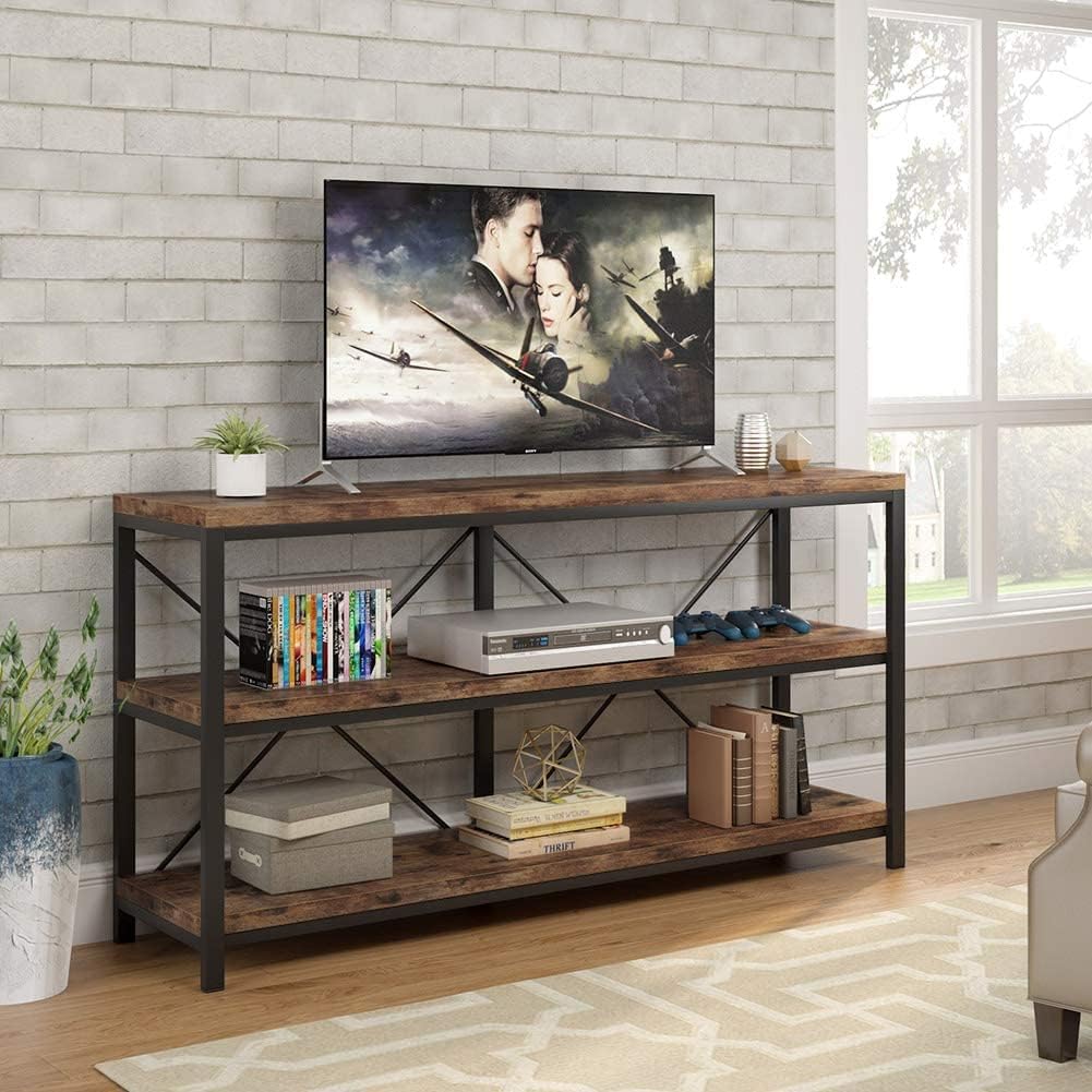 Sofa Table, 3 Tiers TV Console TV Stand Long Sofa Table with Storage Shelves for Hallyway, Living Room, 55 Inch : Home & Kitchen