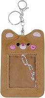 Vista 13 de JUMISEE Lindo soporte de tarjeta de fotos Kpop de felpa con llavero, funda de foto de oso de dibujos animados, protector de tarjeta de crédito