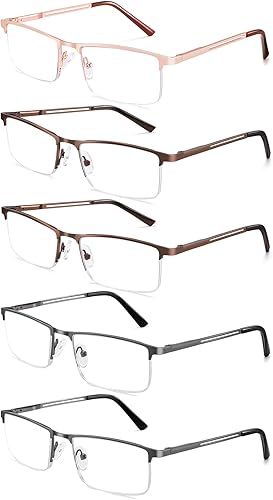 Miniatura 1 de Paquete de 5 lentes de lectura con bloqueo de luz azul para hombres y mujeres, antideslumbramiento por computadora, fatiga ocular, bisagra de