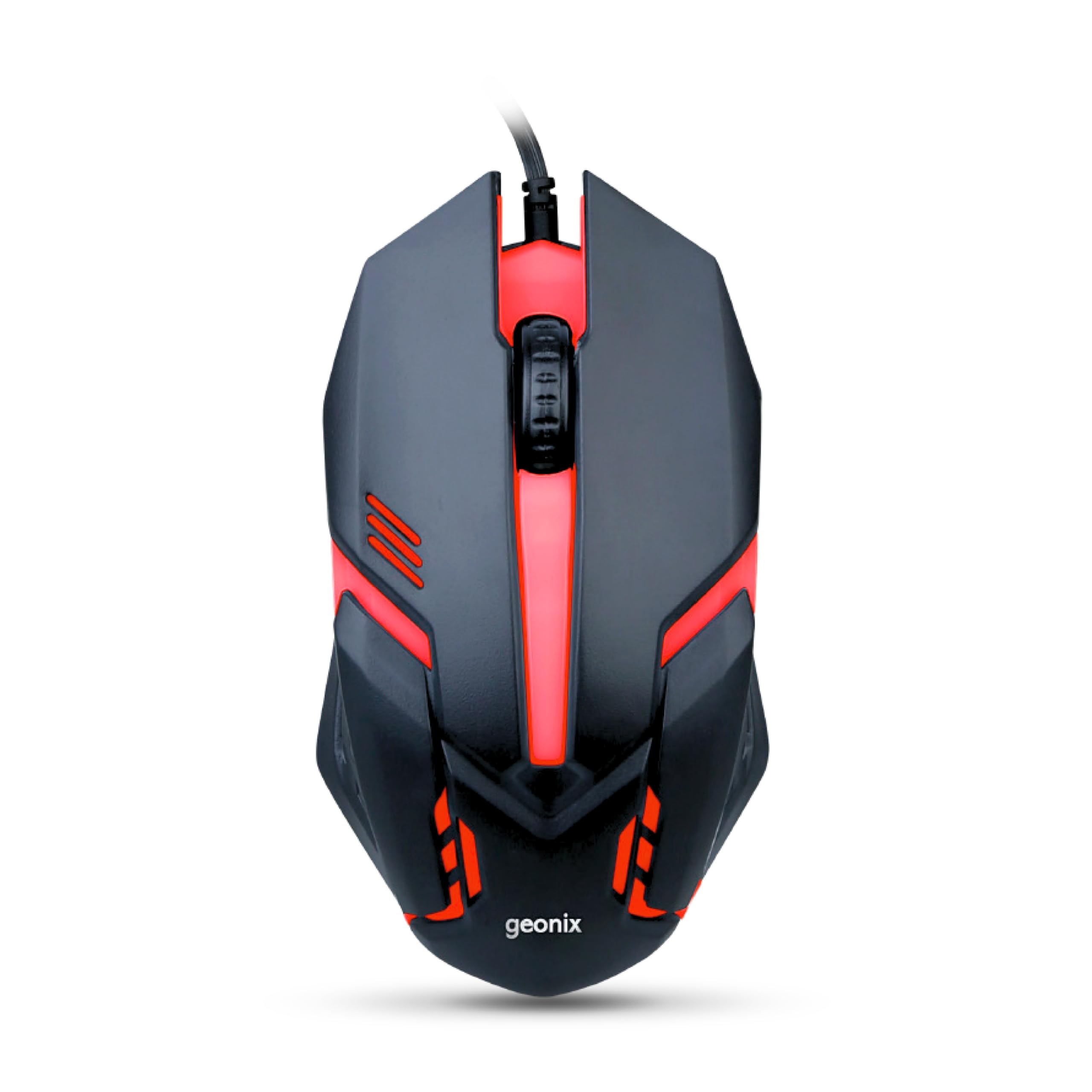 GEONIX Vigor R7 Wired Gaming Mouse with 1200 DPI, PVC Cable, 3 Buttons, Center Click, 1 Year Warranty (Black Red)-image-48