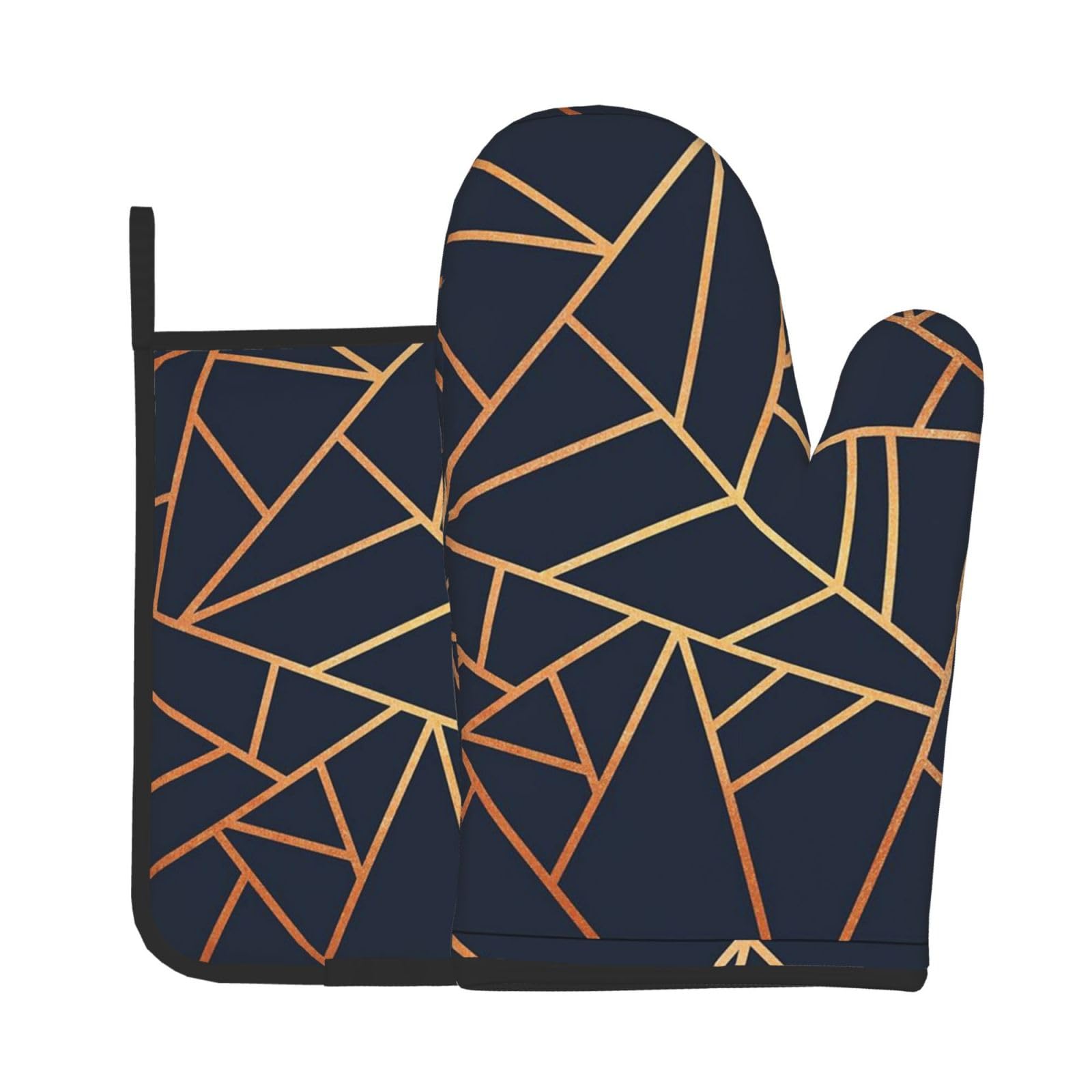 Copper And Midnight Navy，Oven Mitts and Pot Holders Sets, Kitchen Heat Resistant Oven Golves