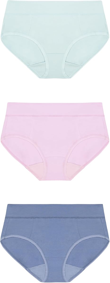 PLAYTEX Paquete hipster de ropa interior con control de barriga para mujer, paquete de 3, algodón elástico, bragas de talla grande disponibles, que absorbe la humedad