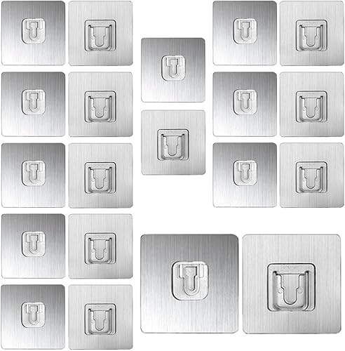 20 ganchos de pared adhesivos de doble cara para colgar, ganchos autoadhesivos transparentes para baño, sala de estar, cocina (10 unidades)