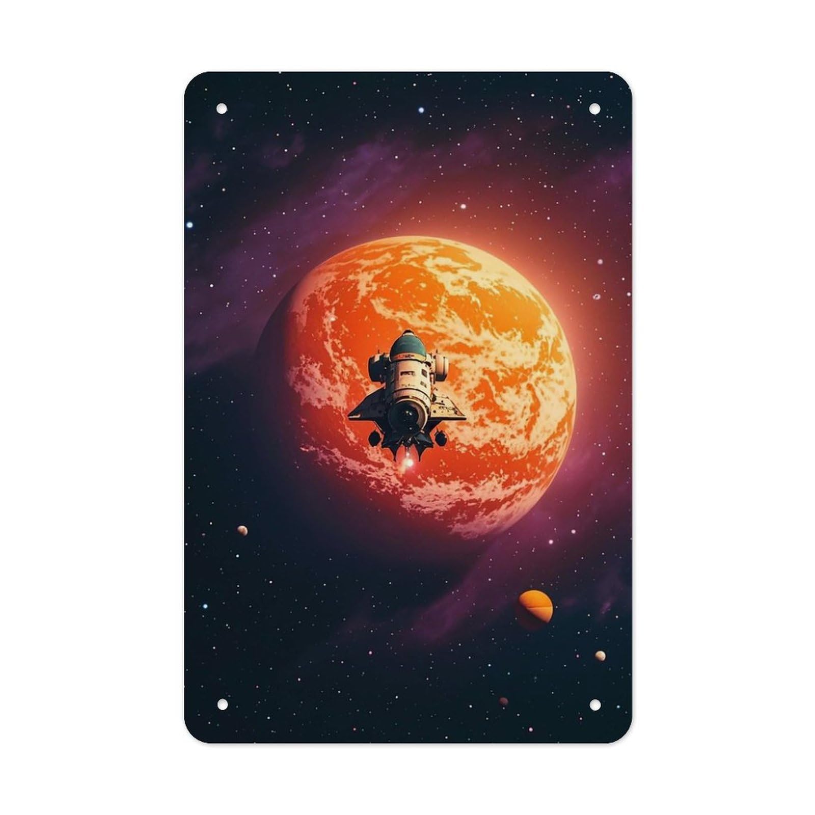 QMNLKH Sunset in Outer Space Plaques for Wall Decor, Personalized Metal Tin Sign for Home, Multifunctional Poster for Office, Fashion Painting for Hallway, Wall Art Pictures, 7.9x11.8Inch