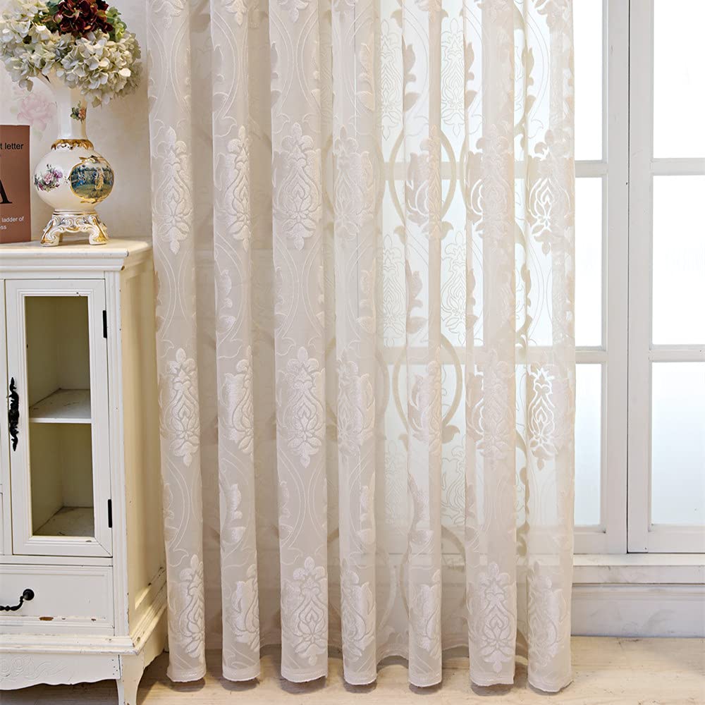 M&W DAS DESIGN Tenda semitrasparente, stile vintage, stile barocco, in voile, con ricamo, in jacquard