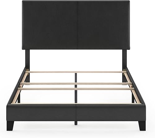 Miniatura 86 de Furinno Pessac - Marco de cama tapizado, piel sintética blanca, tamaño individual XL Blanco,Negro -,Glacier,Negro (plain