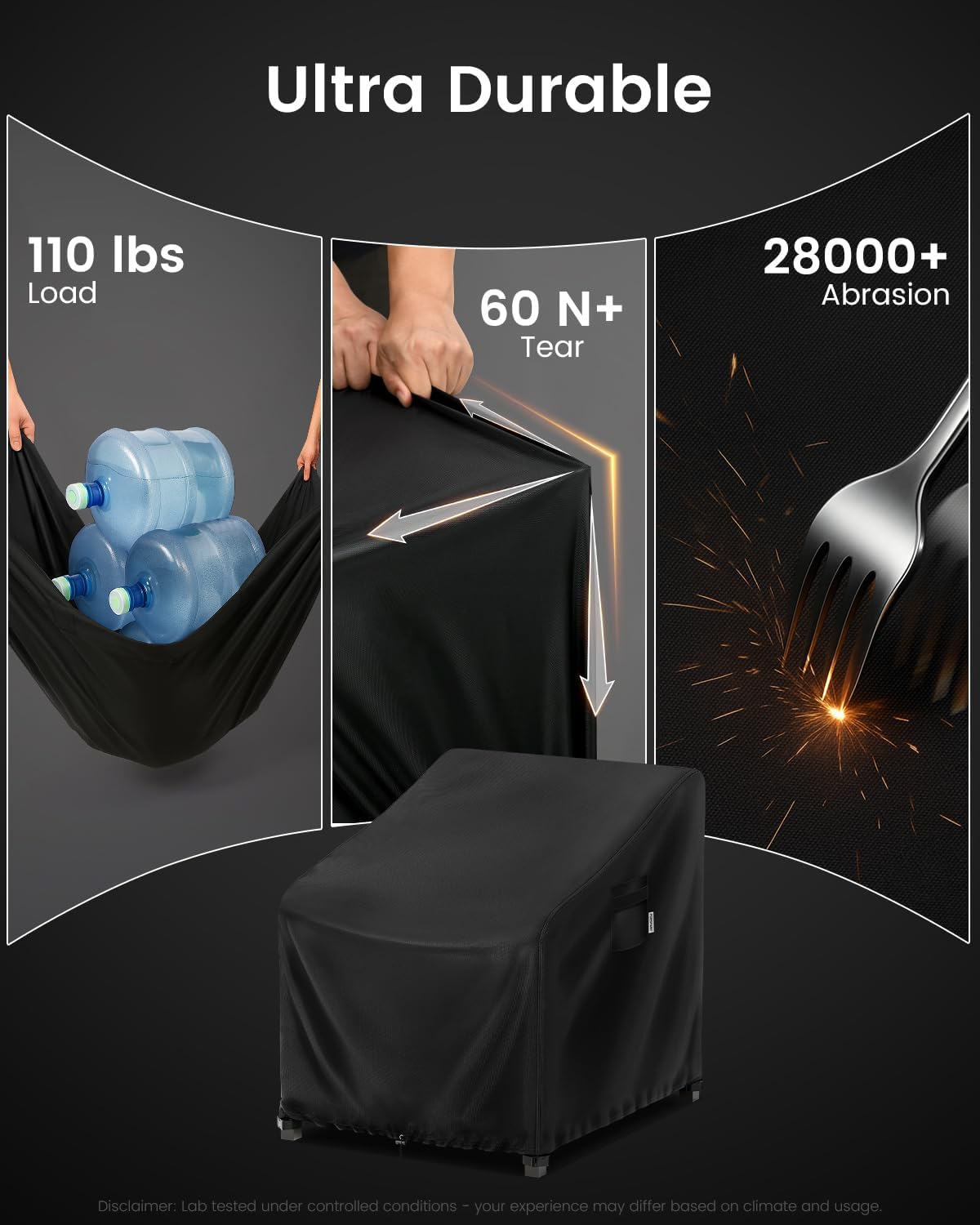 FORSPARK Patio Chair Cover – Waterproof UV-Resistant Outdoor Furniture Cover 33W x 34D x 31H inches for Wicker, Rocking & Porch Chairs, Tear-Resistant Oxford Fabric with Buckle Straps & Storage Bag - Image 3