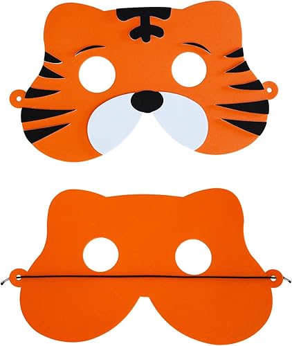Miniatura 4 de Winlyn 27 juegos de máscaras de animales de la selva, kits de manualidades, máscaras faciales de animales de safari, máscaras de espuma para fiestas