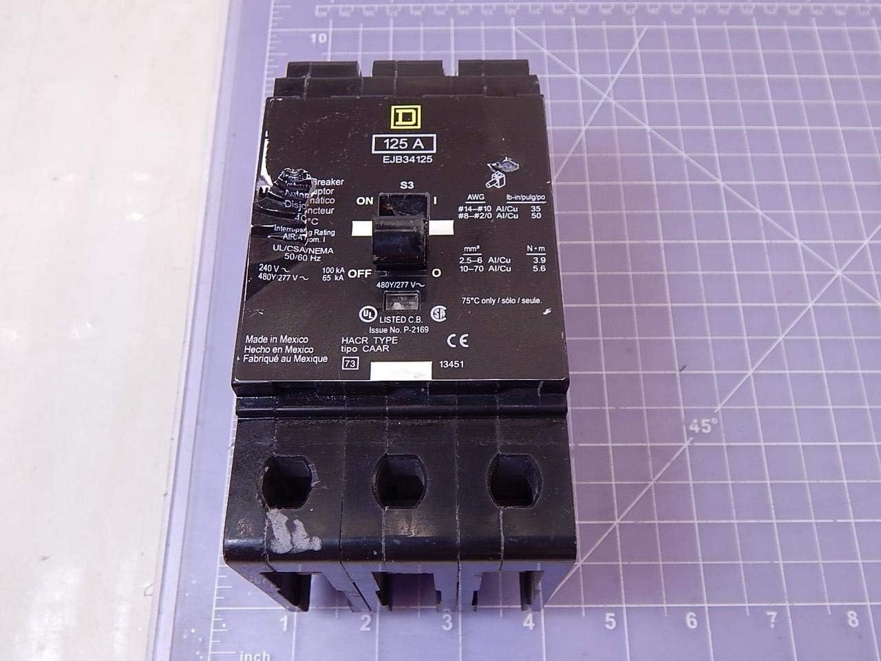 SCHNEIDER ELECTRIC EJB34125 Miniature Circuit Breaker 480Y/277-Volt 125-Amp Electrical Box