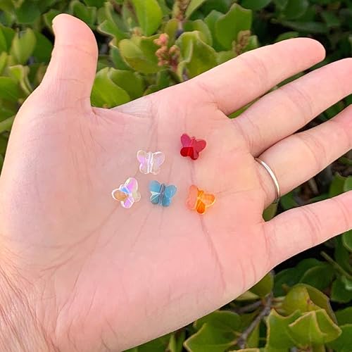 Miniatura 4 de 50 cuentas de cristal sueltas perforadas en el centro de mariposa checa de 0.394 in (0.39 pulgadas) marzo aguamarina azul piedra natal #5754 para